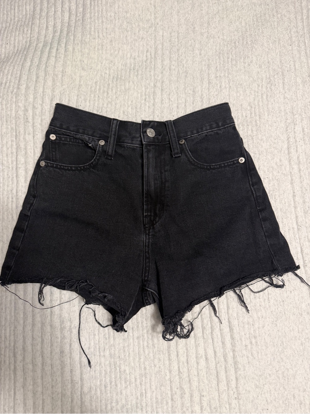 Madewell Black High-Waist Denim Shorts